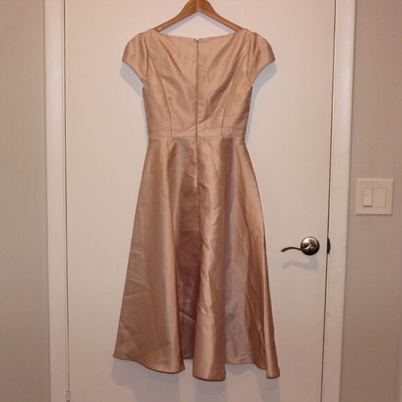 NEW Alfred Sung Blush Puff cap sleeve Scoop Neck midi Dress Women Size 2 - Picture 8 of 11